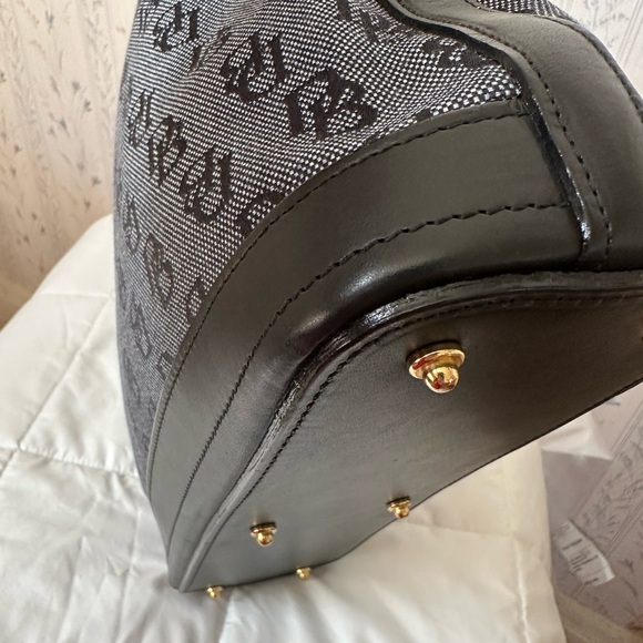 Dooney & Bourke Vintage Blue Denim and Black Leather Shoulder Bag